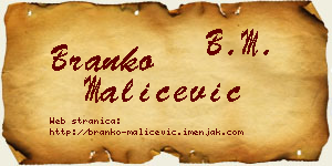 Branko Maličević vizit kartica